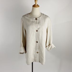 ORVIS Linen Blend Lagenlook Natural Button Down Shirt Womens Medium